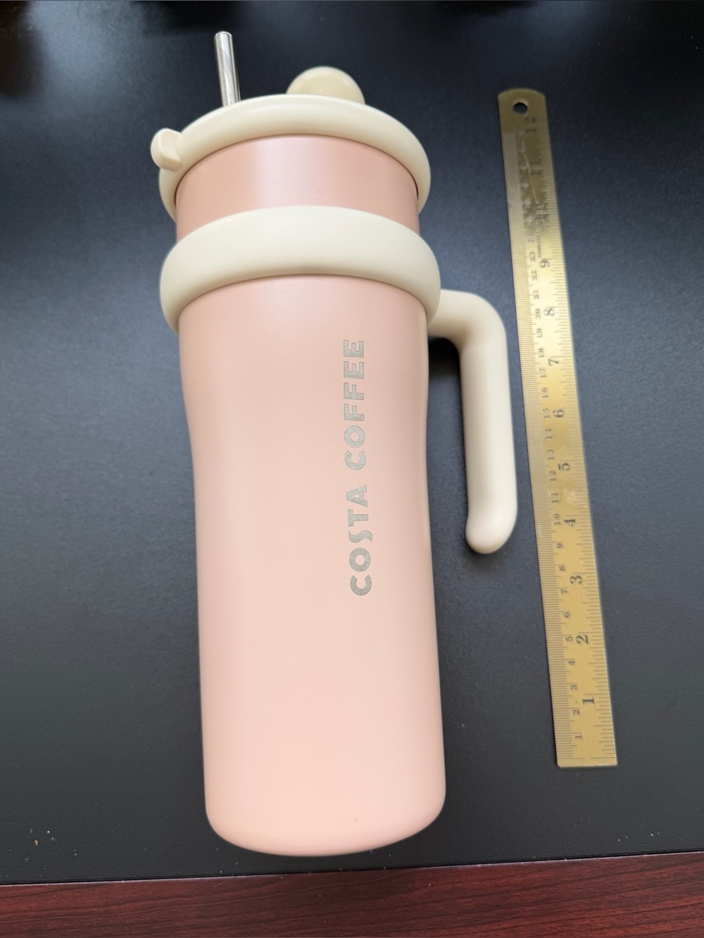 NWOT Large Capacity Costa Coffee Cup Tumbler Tea Insulated Straw Drink Handle